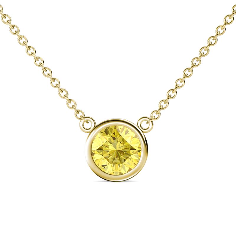 Merilyn 8.00 mm Round Yellow Sapphire Bezel Set Solitaire Pendant 
