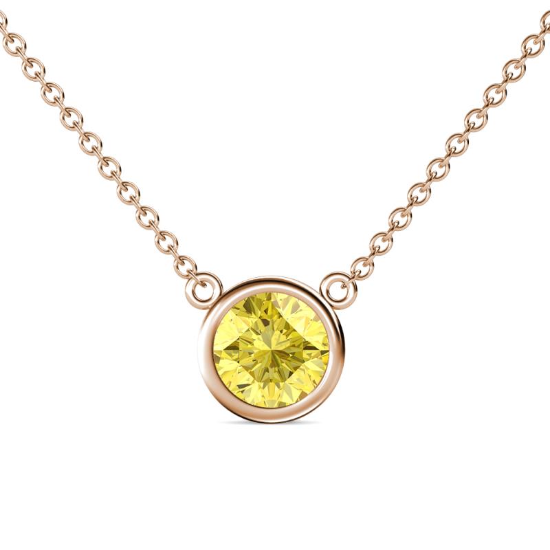 Merilyn 8.00 mm Round Yellow Sapphire Bezel Set Solitaire Pendant 