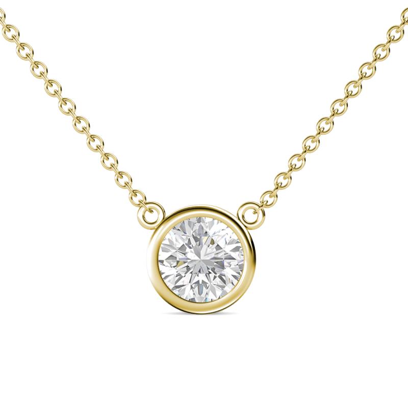 Merilyn 8.00 mm Round White Sapphire Bezel Set Solitaire Pendant 