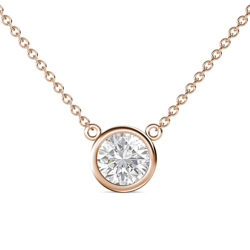 Merilyn 8.00 mm Round White Sapphire Bezel Set Solitaire Pendant 