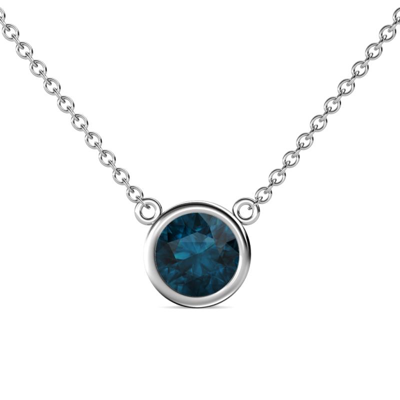Merilyn 8.00 mm Round London Blue Topaz Bezel Set Solitaire Pendant 