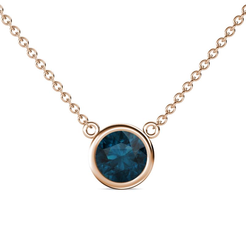 Merilyn 8.00 mm Round London Blue Topaz Bezel Set Solitaire Pendant 
