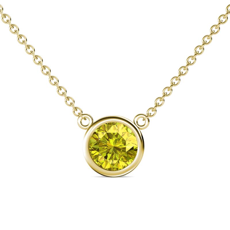 Merilyn 8.00 mm Round Yellow Diamond Bezel Set Solitaire Pendant 