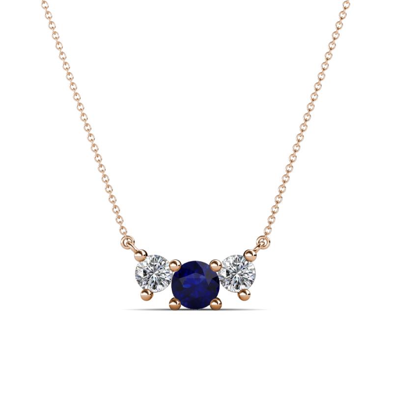 Raia Blue Sapphire and Diamond Three Stone Pendant 