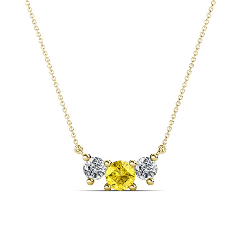 Raia Yellow Sapphire and Diamond Three Stone Pendant 