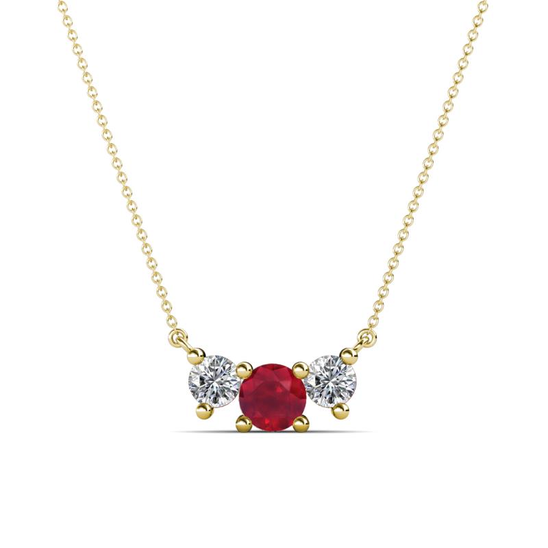 Raia Ruby and Diamond Three Stone Pendant 