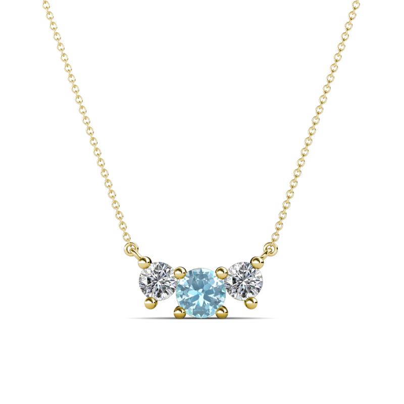 Raia Aquamarine and Diamond Three Stone Pendant 