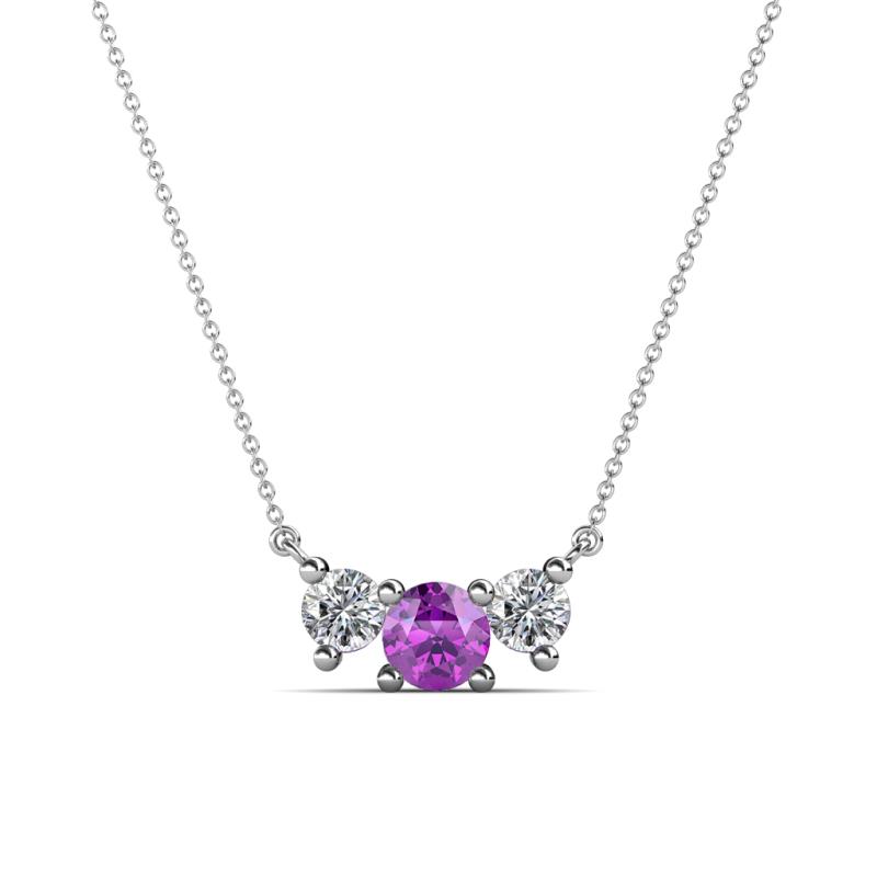 Raia Amethyst and Diamond Three Stone Pendant 