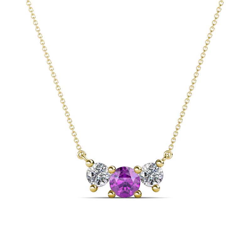 Raia Amethyst and Diamond Three Stone Pendant 