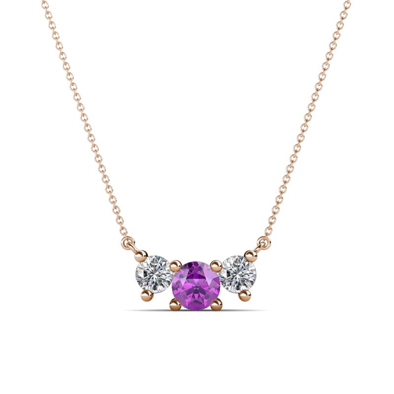 Raia Amethyst and Diamond Three Stone Pendant 