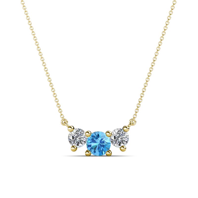 Raia Blue Topaz and Diamond Three Stone Pendant 