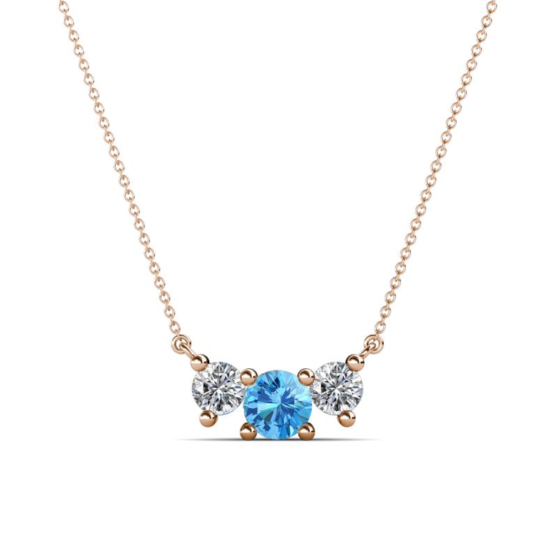Raia Blue Topaz and Diamond Three Stone Pendant 