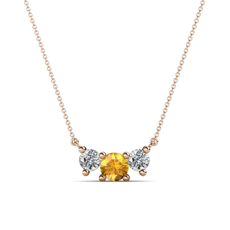Raia Citrine and Diamond Three Stone Pendant 