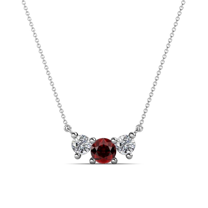 Raia Red Garnet and Diamond Three Stone Pendant 