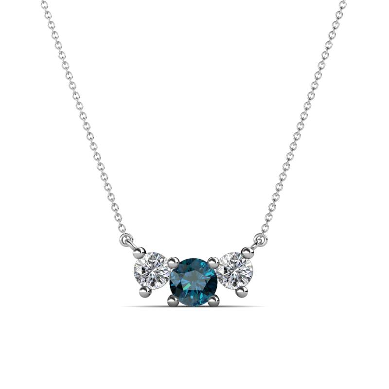 Raia Blue and White Diamond Three Stone Pendant 