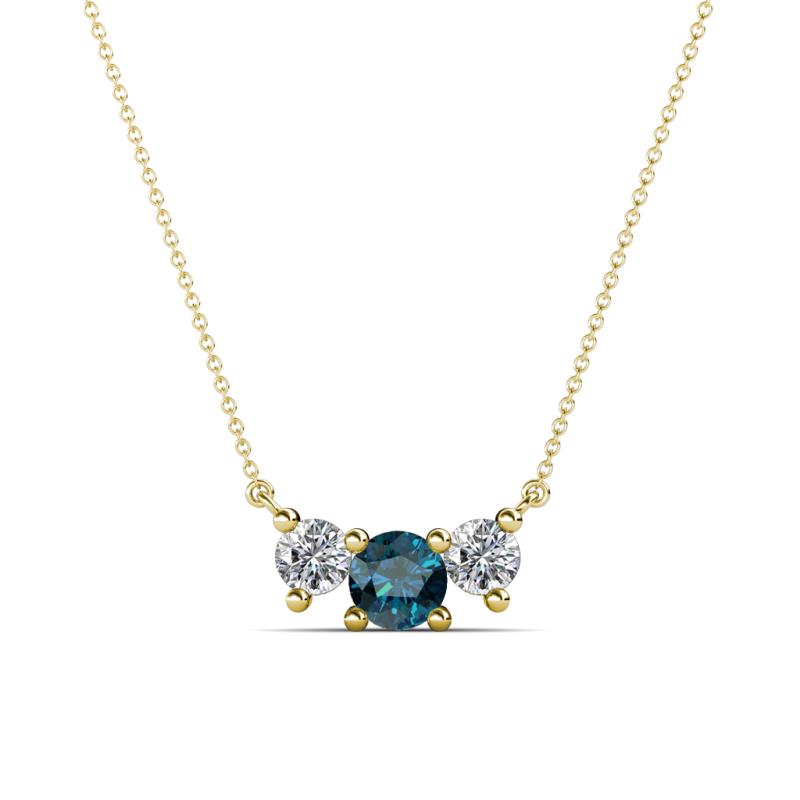 Raia Blue and White Diamond Three Stone Pendant 