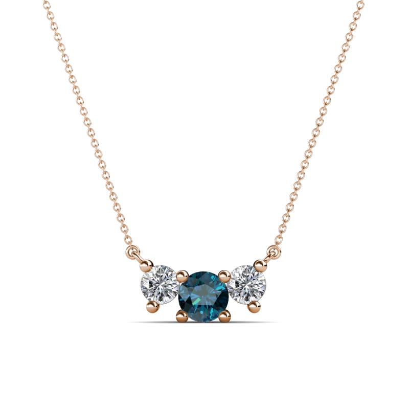 Raia Blue and White Diamond Three Stone Pendant 