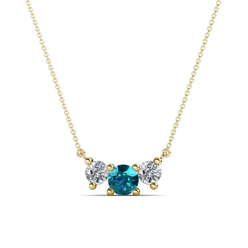 Raia London Blue Topaz and Diamond Three Stone Pendant 