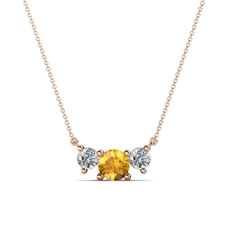 Raia Citrine and Diamond Three Stone Pendant 