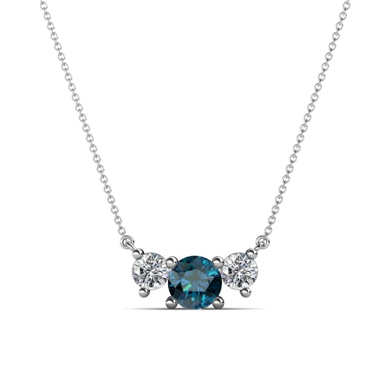 Raia Blue and White Diamond Three Stone Pendant 