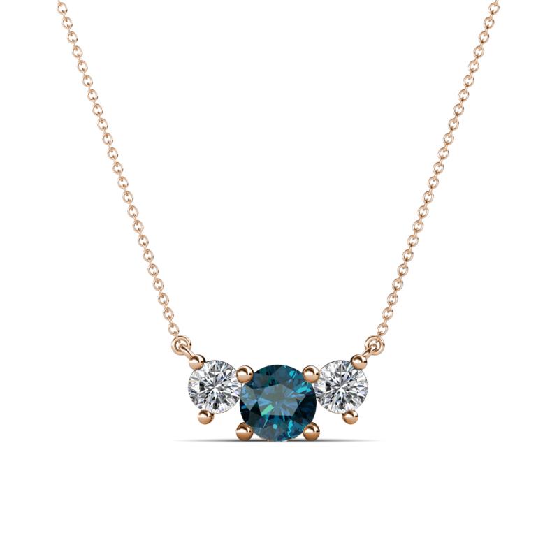 Raia Blue and White Diamond Three Stone Pendant 