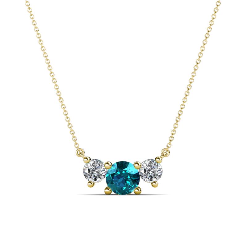Raia London Blue Topaz and Diamond Three Stone Pendant 