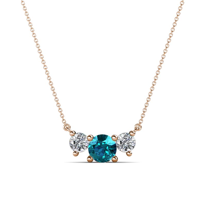 Raia London Blue Topaz and Diamond Three Stone Pendant 