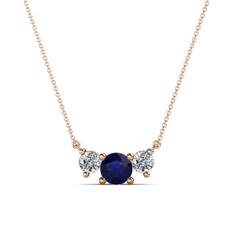 Raia Blue Sapphire and Diamond Three Stone Pendant 