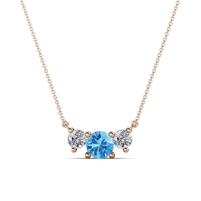 Raia Blue Topaz and Diamond Three Stone Pendant 