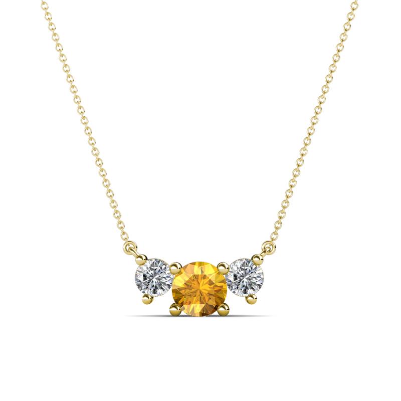 Raia Citrine and Diamond Three Stone Pendant 
