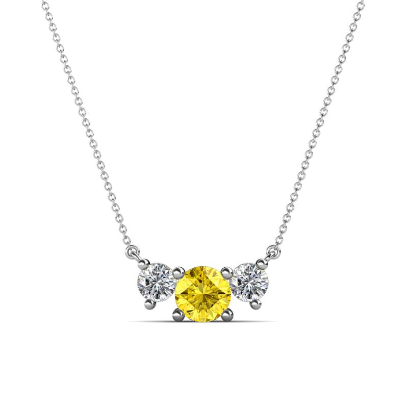 Raia Yellow Sapphire and Diamond Three Stone Pendant 