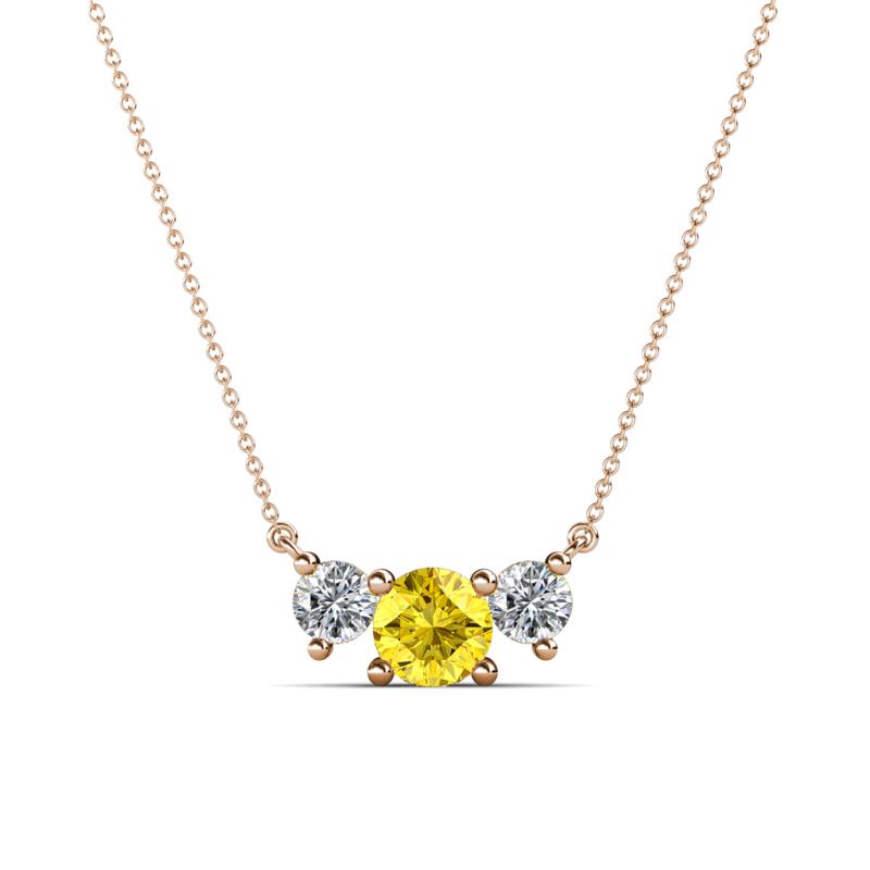 Raia Yellow Sapphire and Diamond Three Stone Pendant 