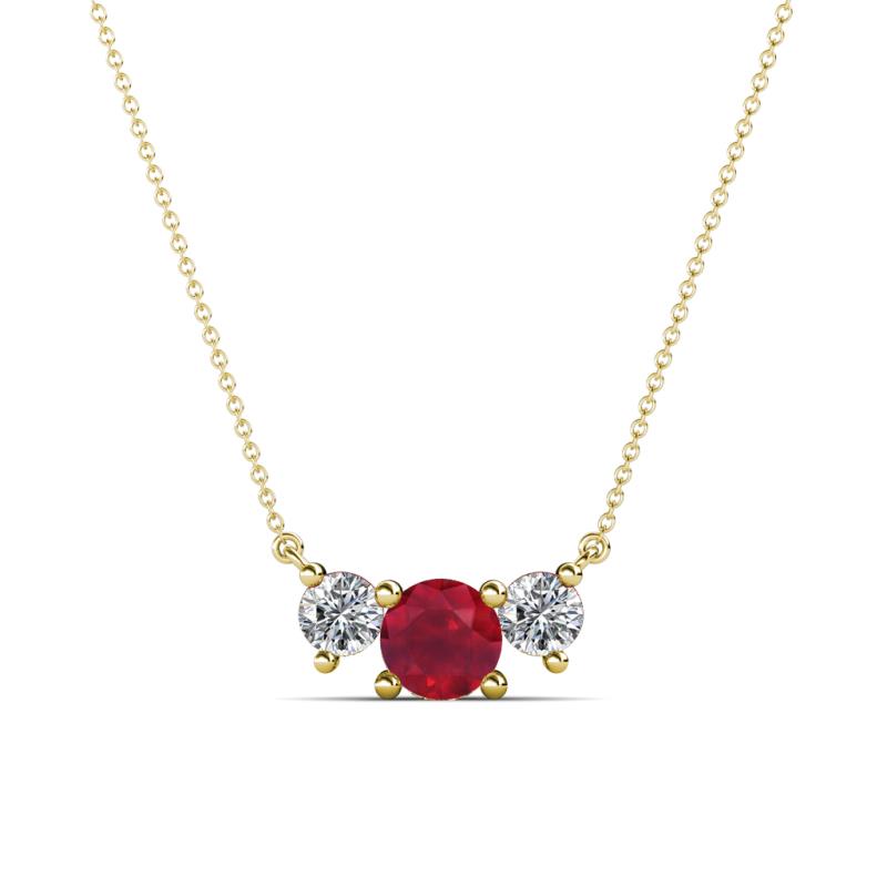 Raia Ruby and Diamond Three Stone Pendant 
