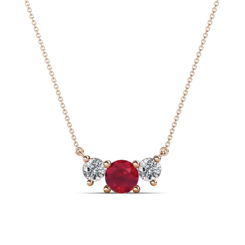 Raia Ruby and Diamond Three Stone Pendant 