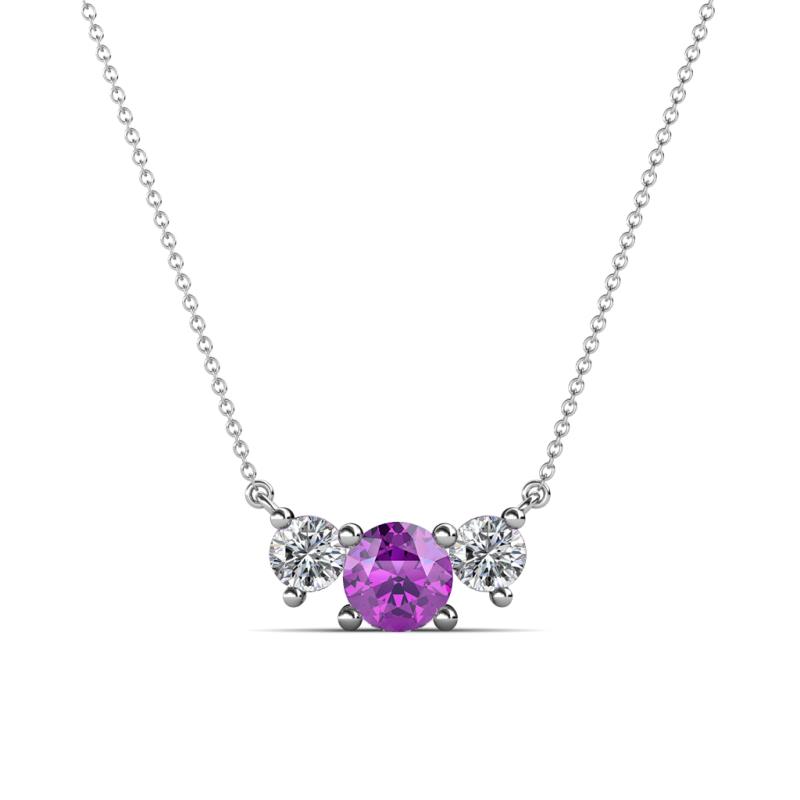 Raia Amethyst and Diamond Three Stone Pendant 