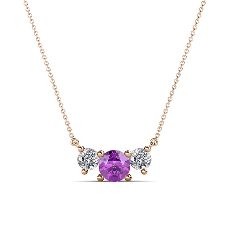 Raia Amethyst and Diamond Three Stone Pendant 