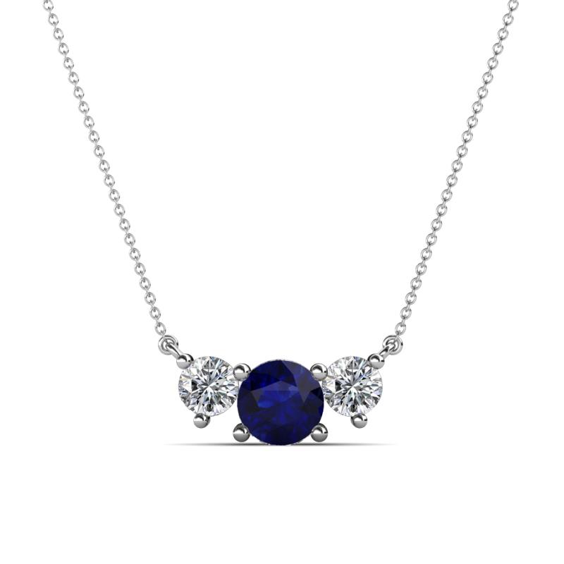 Raia Blue Sapphire and Diamond Three Stone Pendant 