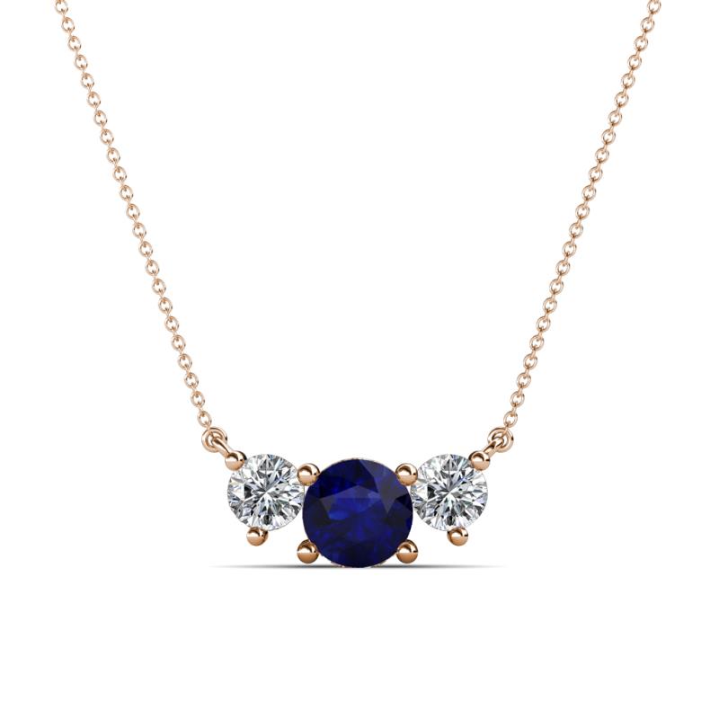 Raia Blue Sapphire and Diamond Three Stone Pendant 