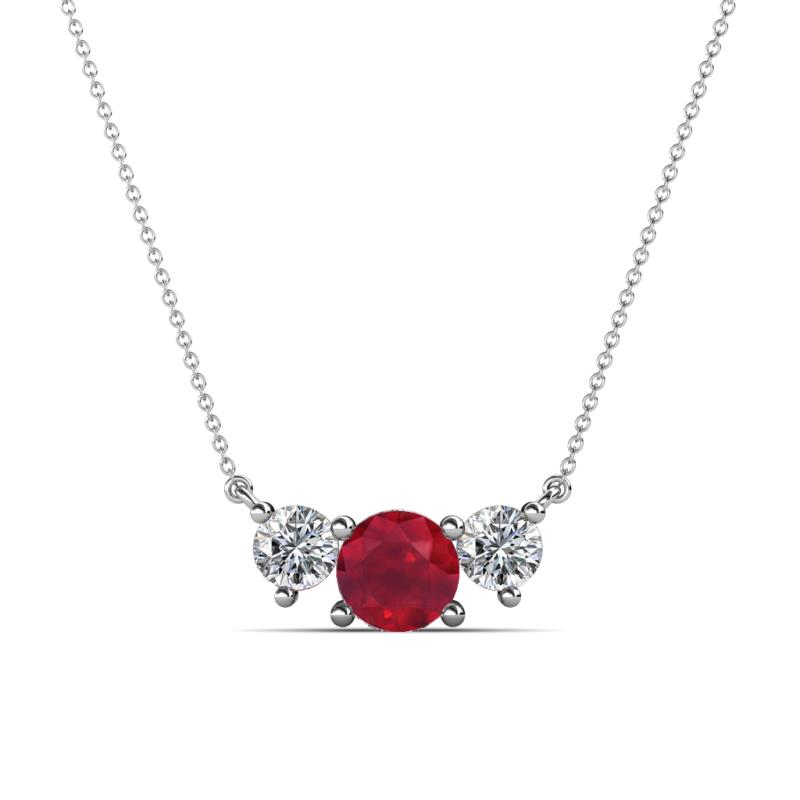 Raia Ruby and Diamond Three Stone Pendant 