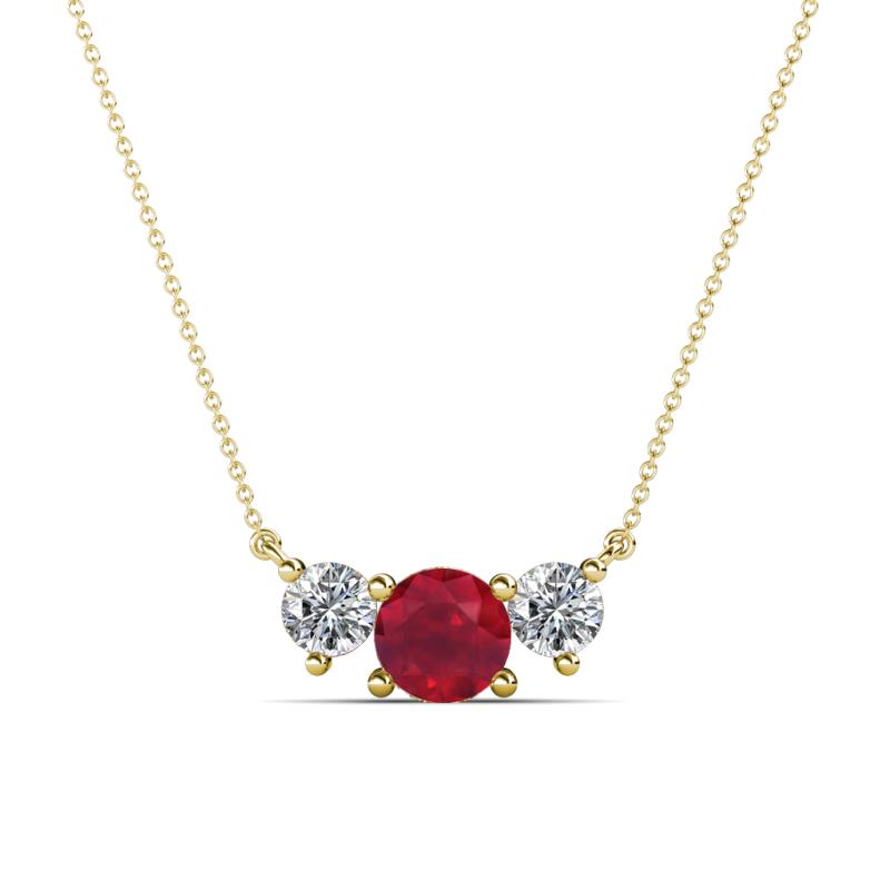 Raia Ruby and Diamond Three Stone Pendant 