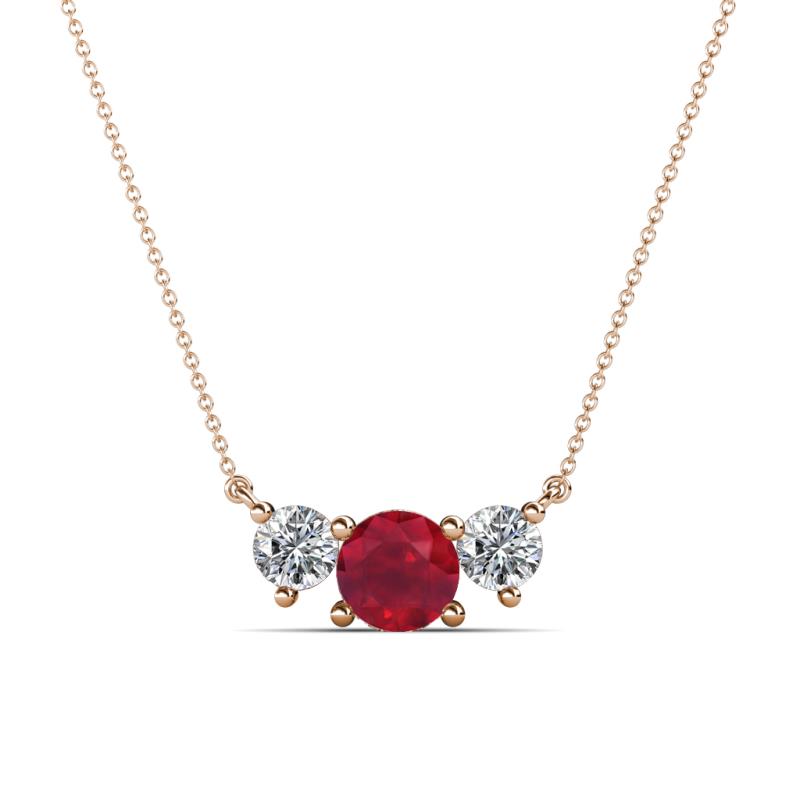 Raia Ruby and Diamond Three Stone Pendant 