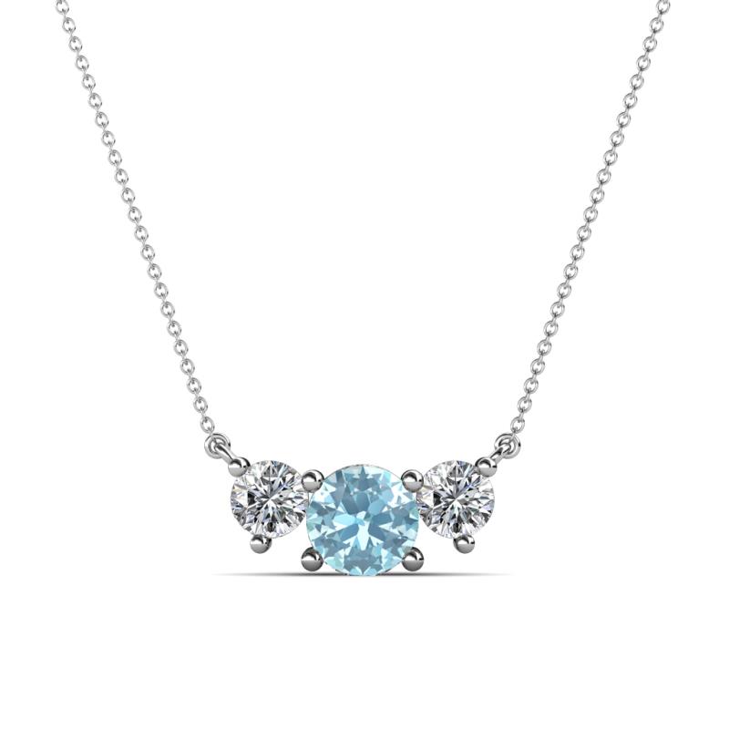 Raia Aquamarine and Diamond Three Stone Pendant 