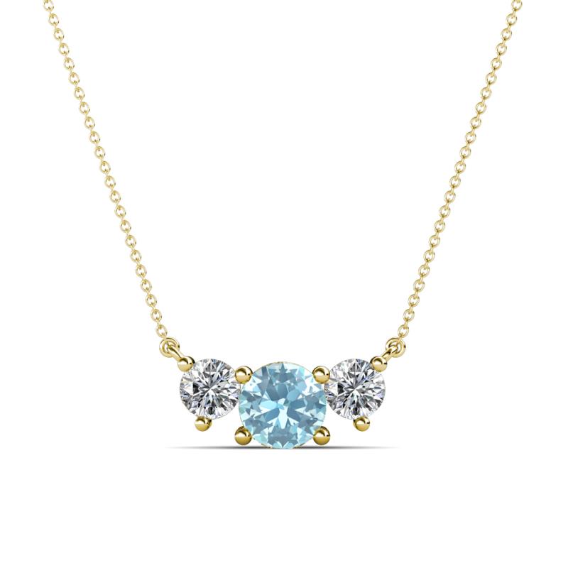 Raia Aquamarine and Diamond Three Stone Pendant 