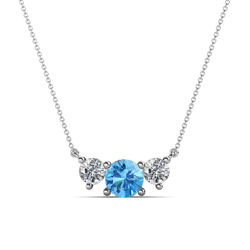 Raia Blue Topaz and Diamond Three Stone Pendant 