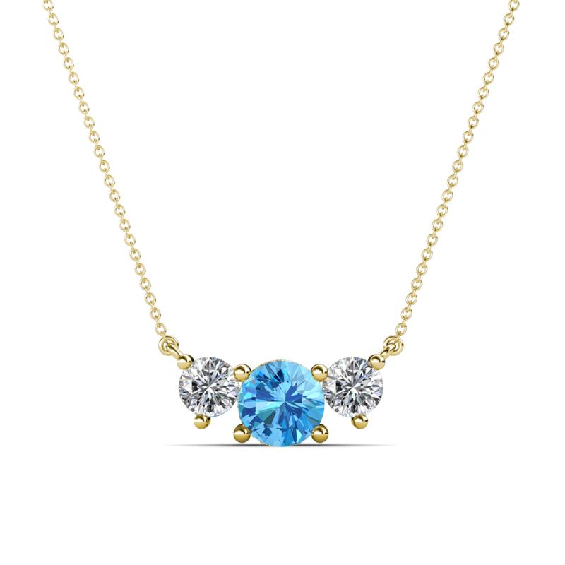 Raia Blue Topaz and Diamond Three Stone Pendant 