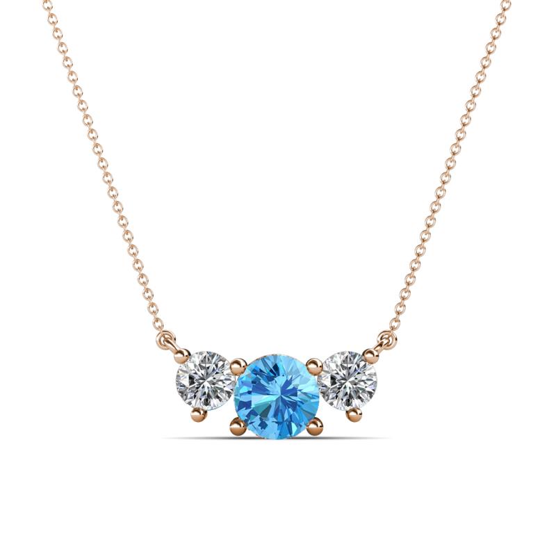 Raia Blue Topaz and Diamond Three Stone Pendant 