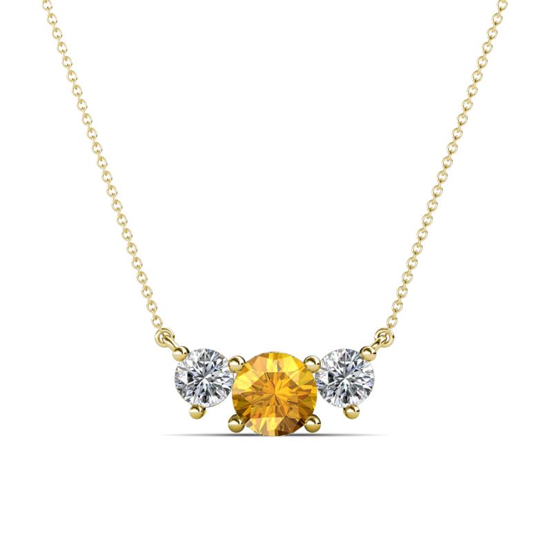 Raia Citrine and Diamond Three Stone Pendant 