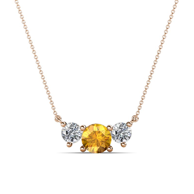Raia Citrine and Diamond Three Stone Pendant 
