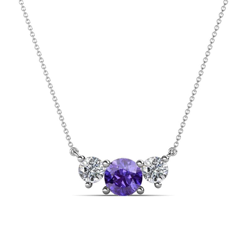 Raia Iolite and Diamond Three Stone Pendant 