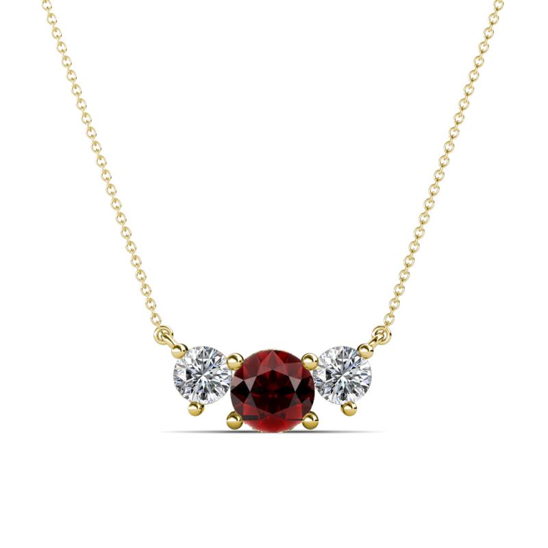 Raia Red Garnet and Diamond Three Stone Pendant 